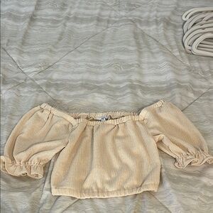 Bar III Cream Off-Shoulder Crop Top